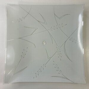 Vintage Frosted Glass Square Light Fixture Cover Etched Abstract Wheat Design